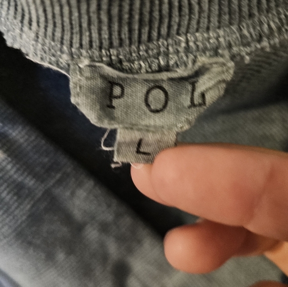 POL Grey White Tie Dye cropped High Low Sweater Size L - Picture 3 of 5